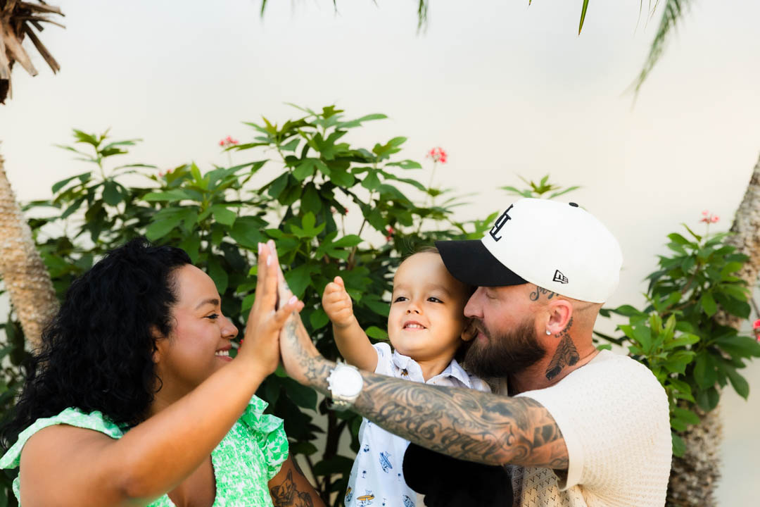 Family high five moment